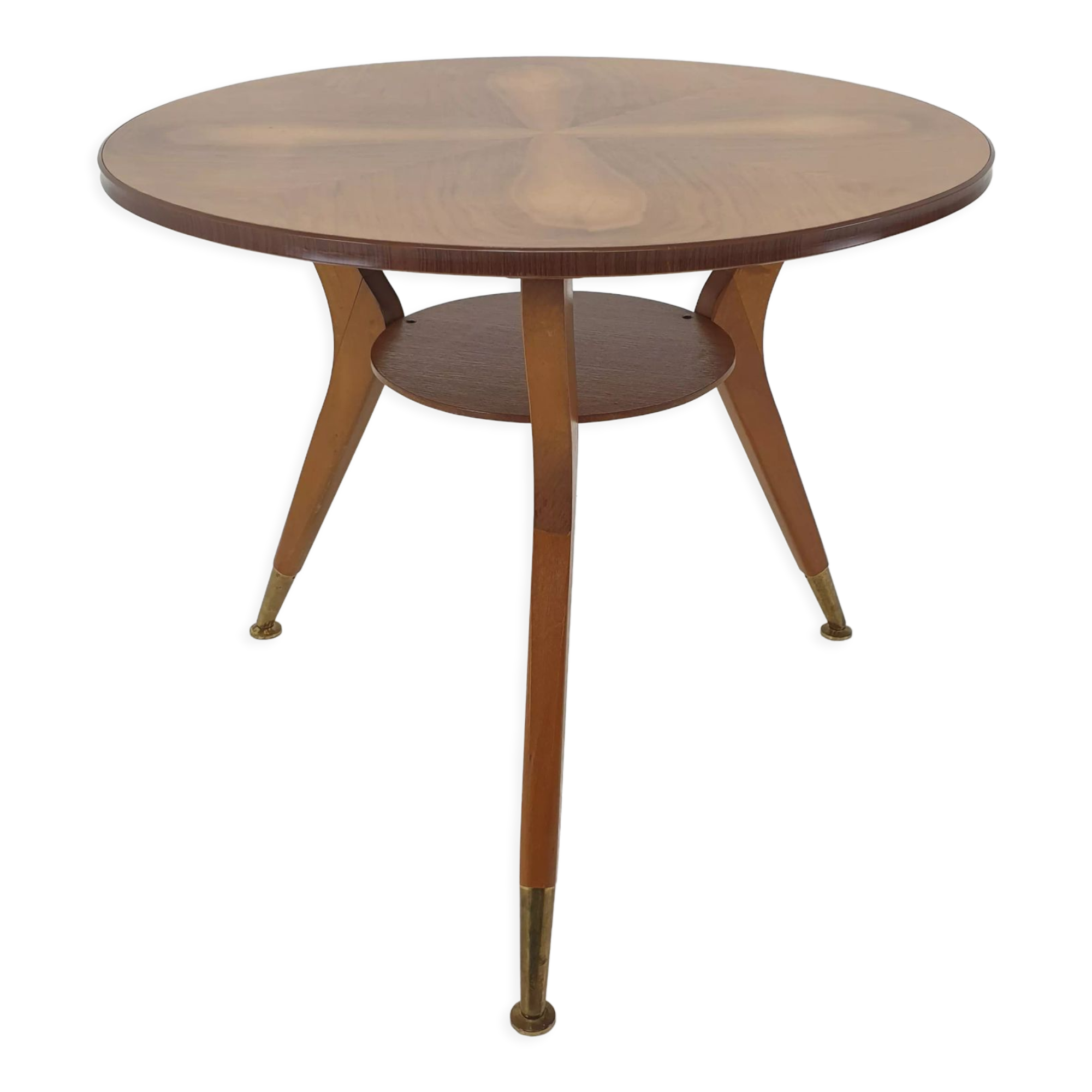 Italian wooden coffee table with brass feet 1960's