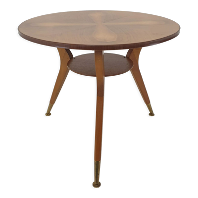 Italian wooden coffee table with brass feet 1960's