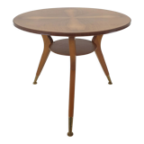 Italian wooden coffee table with brass feet 1960's