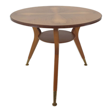 Italian wooden coffee table with brass feet 1960's