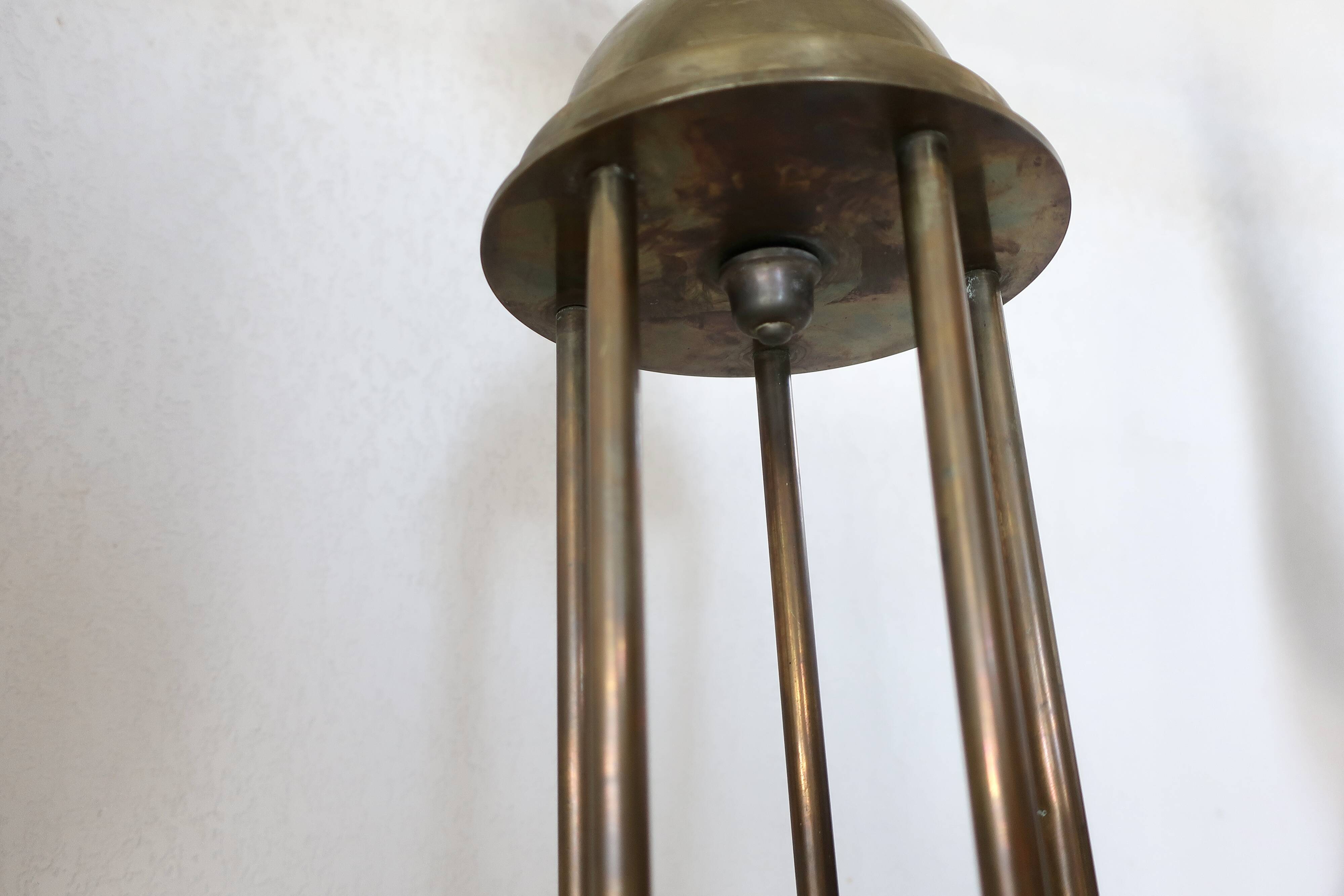 Art Deco chandelier in bronze and opaline by Jean Pascaud, 1940s.