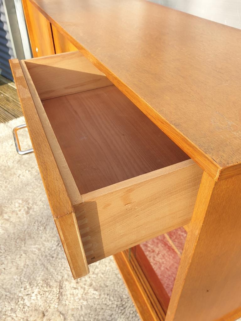 Sideboard 1960 diamond marquetry and showcase 180x45