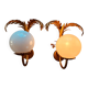 Paire d'appliques feuilles de palmier Hollywood Regency avec globes opaques par Hans Kögl, Allemagne, années 1970