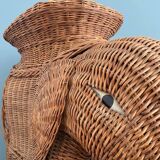 Side table, vintage rattan elephant end table