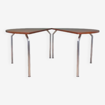 Table demi-ronde en teck, design danois, années 1970, fabricant : Bent Krogh