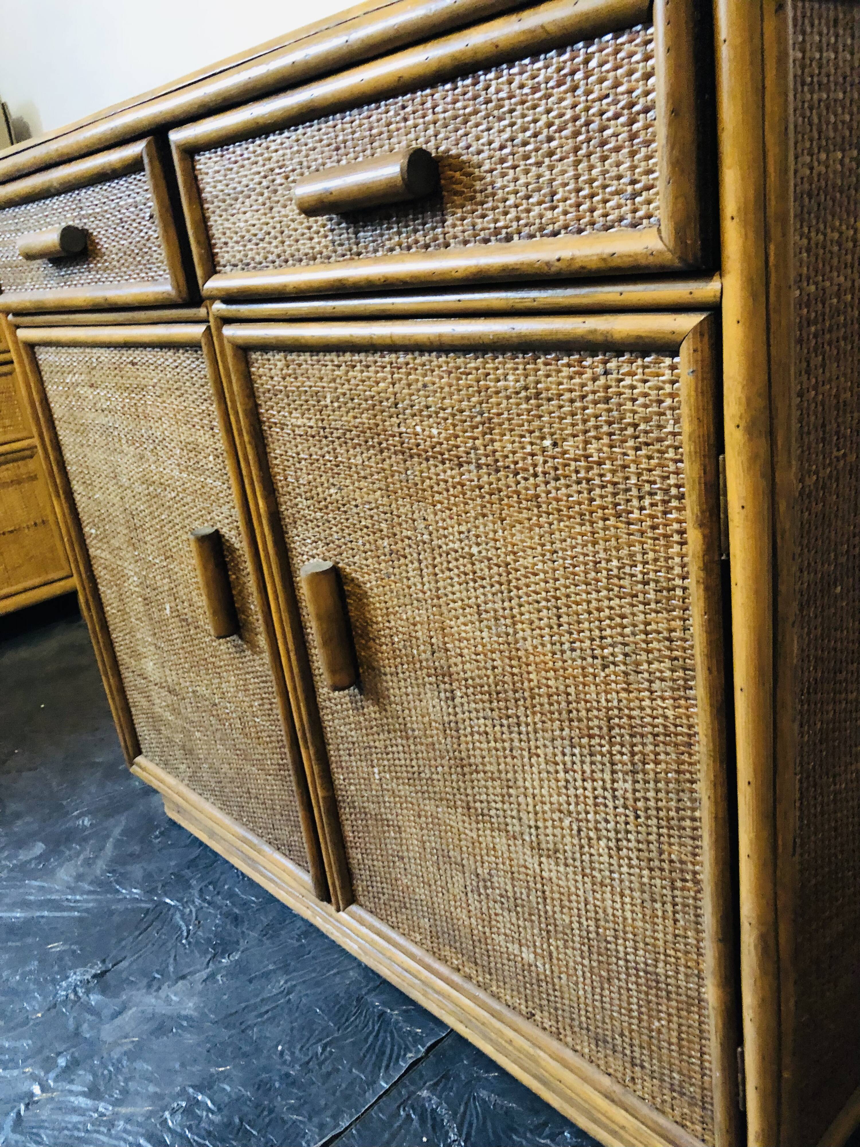 Woven rattan and bamboo buffet—Vivai del Sud, Italy circa 70s