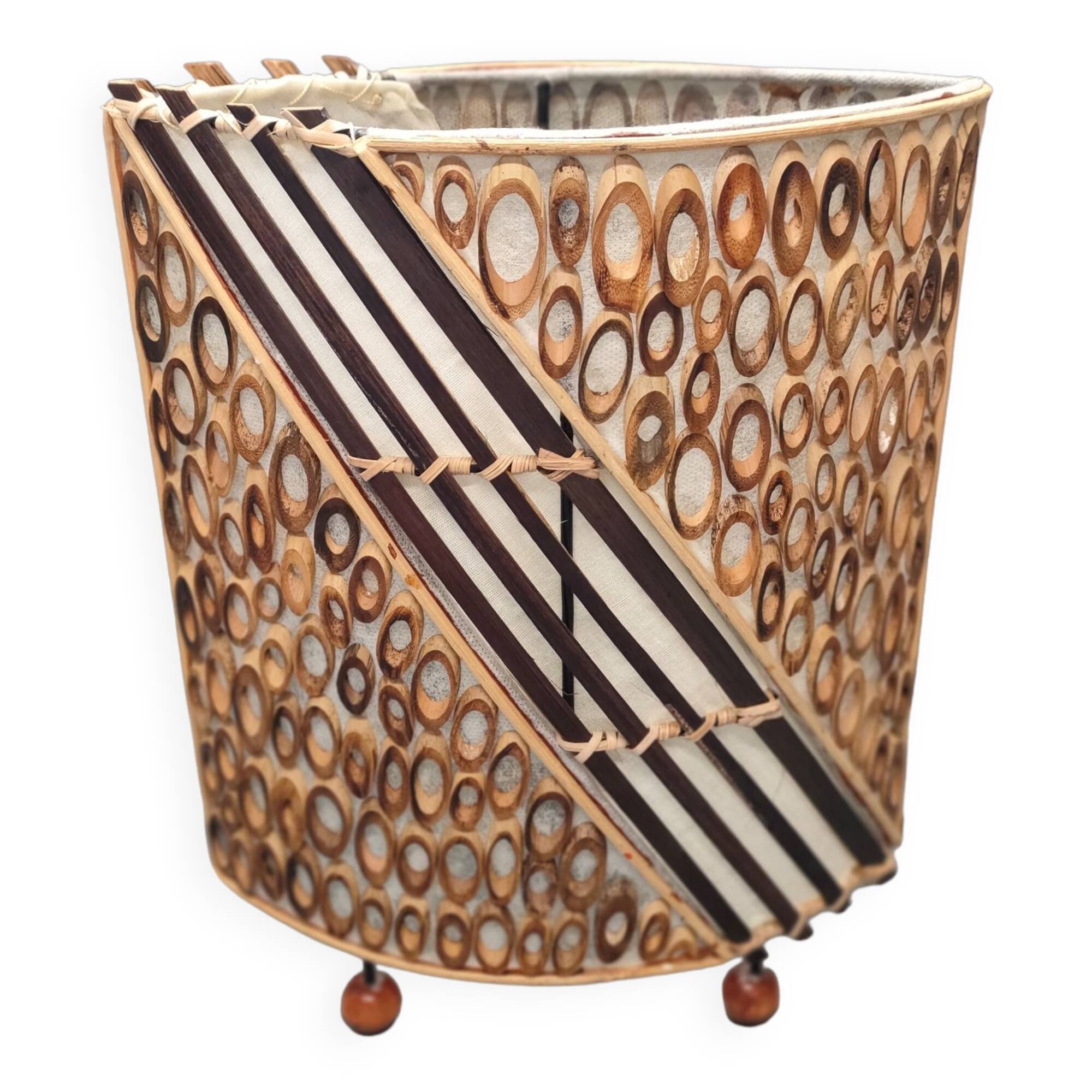 Lamp in rattan wicker and wood late XIXth