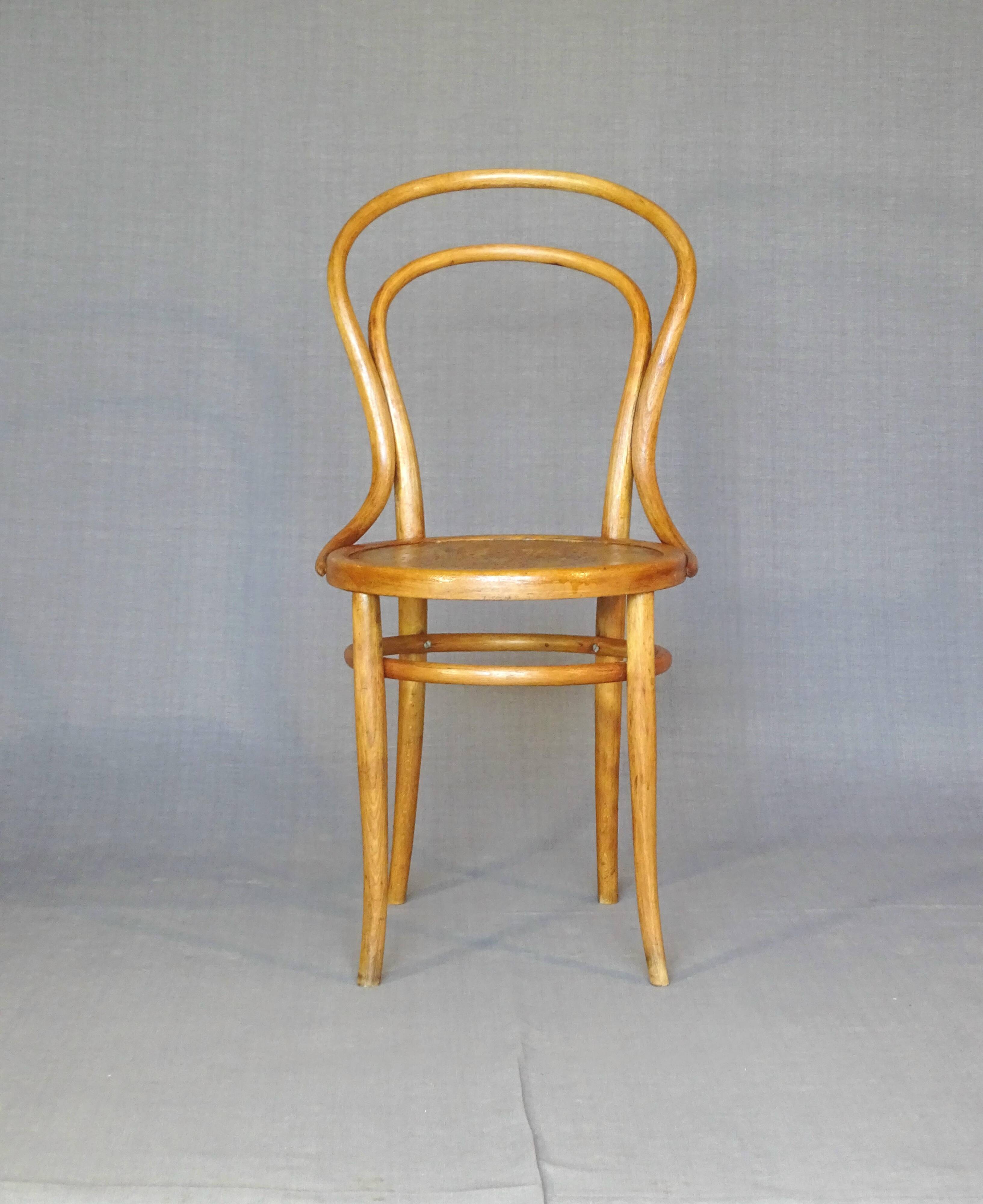 Set of 4 Kohn bistro chairs no. 30 from 1910, wooden seat