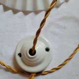 Pleated opaline hanging lamp