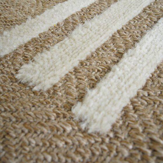 Beige jute rug with white relief 120x160 cm