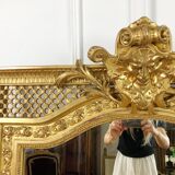 Antique fireplace mirror Napoleon III gilt wood nineteenth 98x146cm