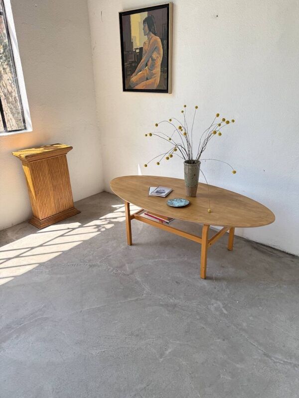Table basse ovale en hêtre, Ikea 1980