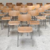 Set of 22 Kovona chrome and wood restaurant chairs