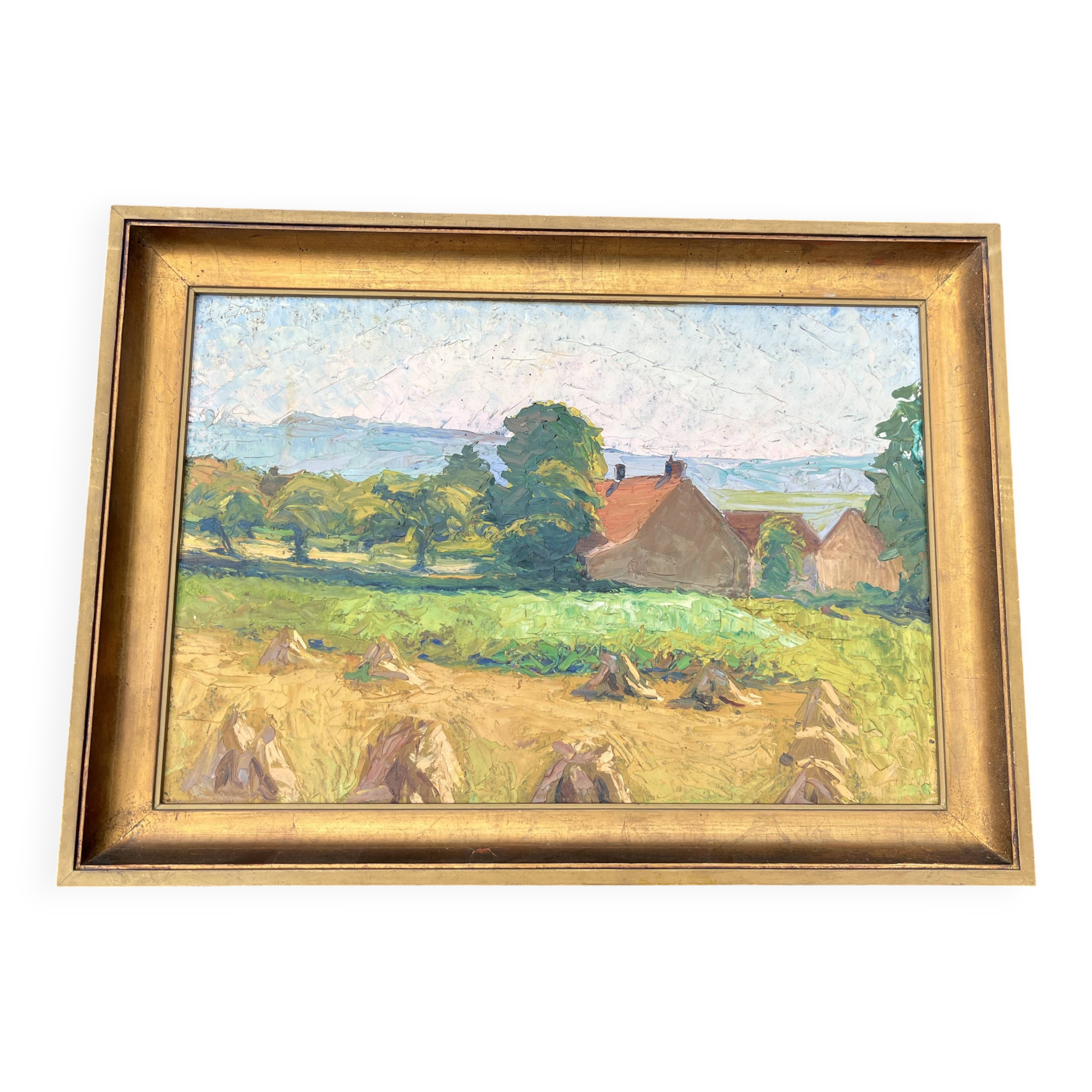 Impressionist painting – Harvest landscape
