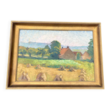 Impressionist painting – Harvest landscape
