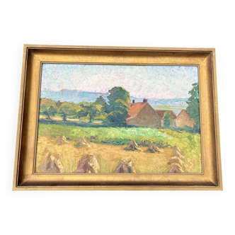 Impressionist painting – Harvest landscape