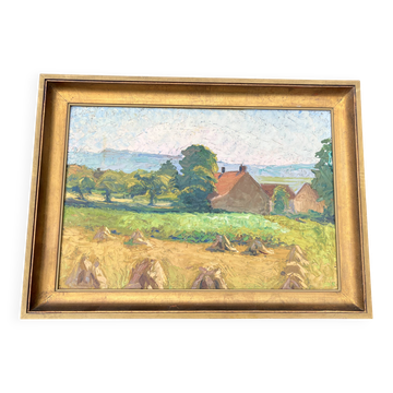 Impressionist painting – Harvest landscape