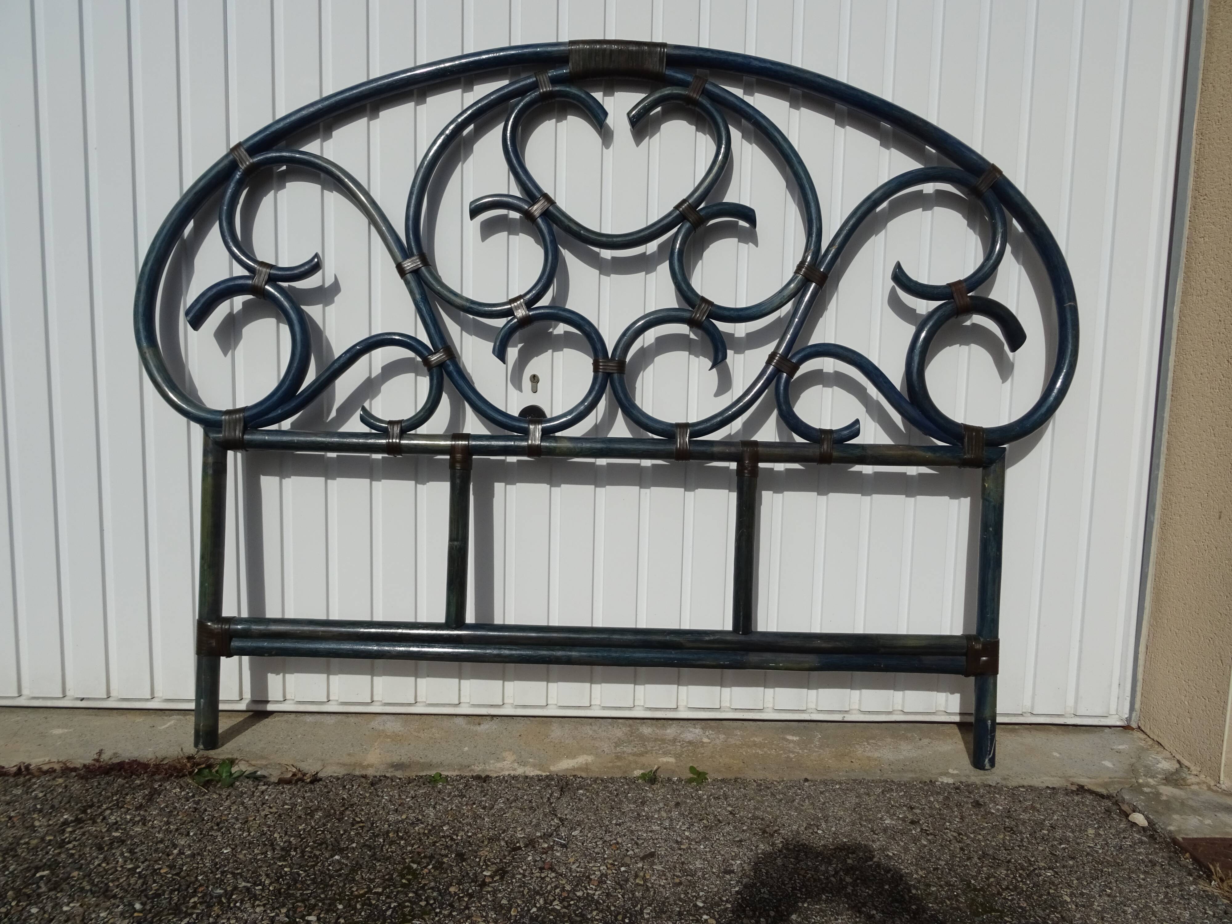 Tête de lit en rotin bambou vintage an 80