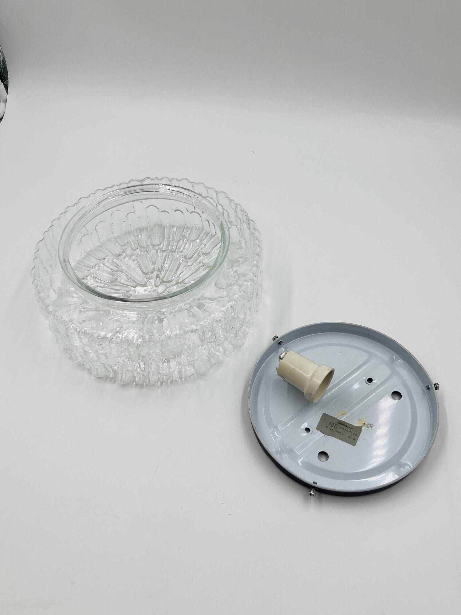 Massive modernist ceiling light in moulded glass