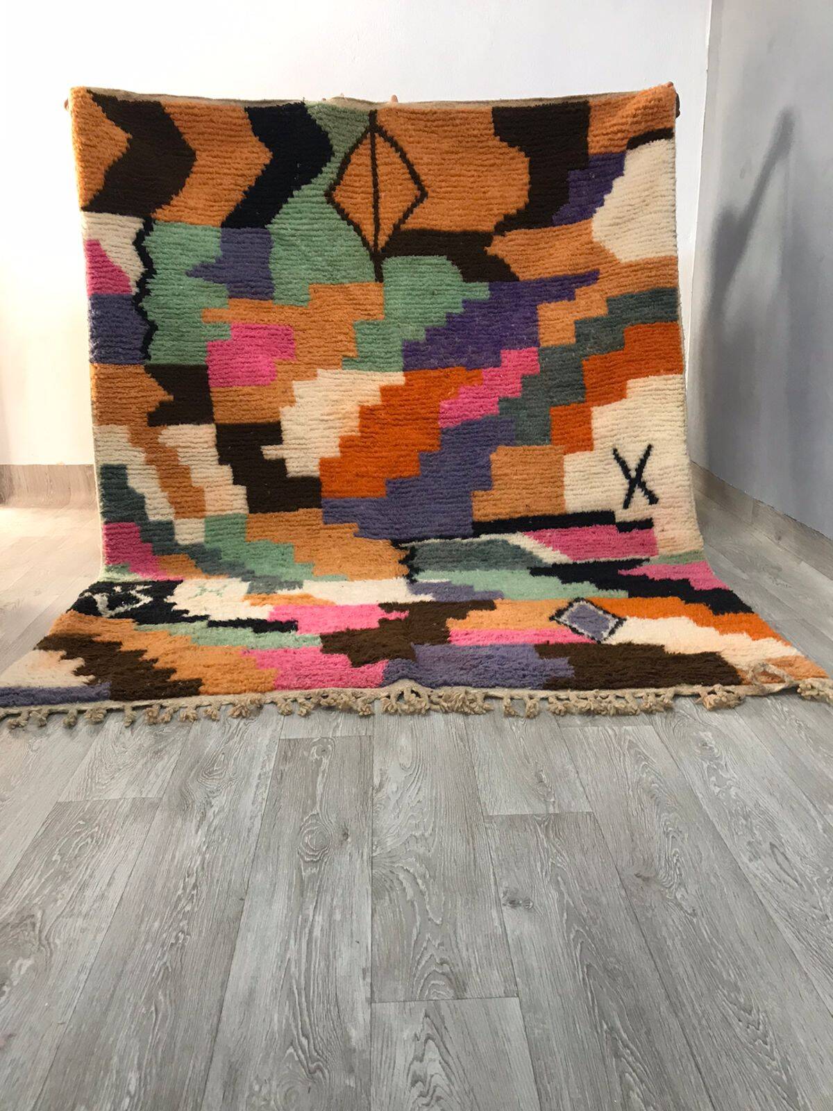 Tapis Boujad marocain  Design abstrait multicolore 3*2m