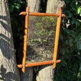 Miroir vintage en bois effet bambou