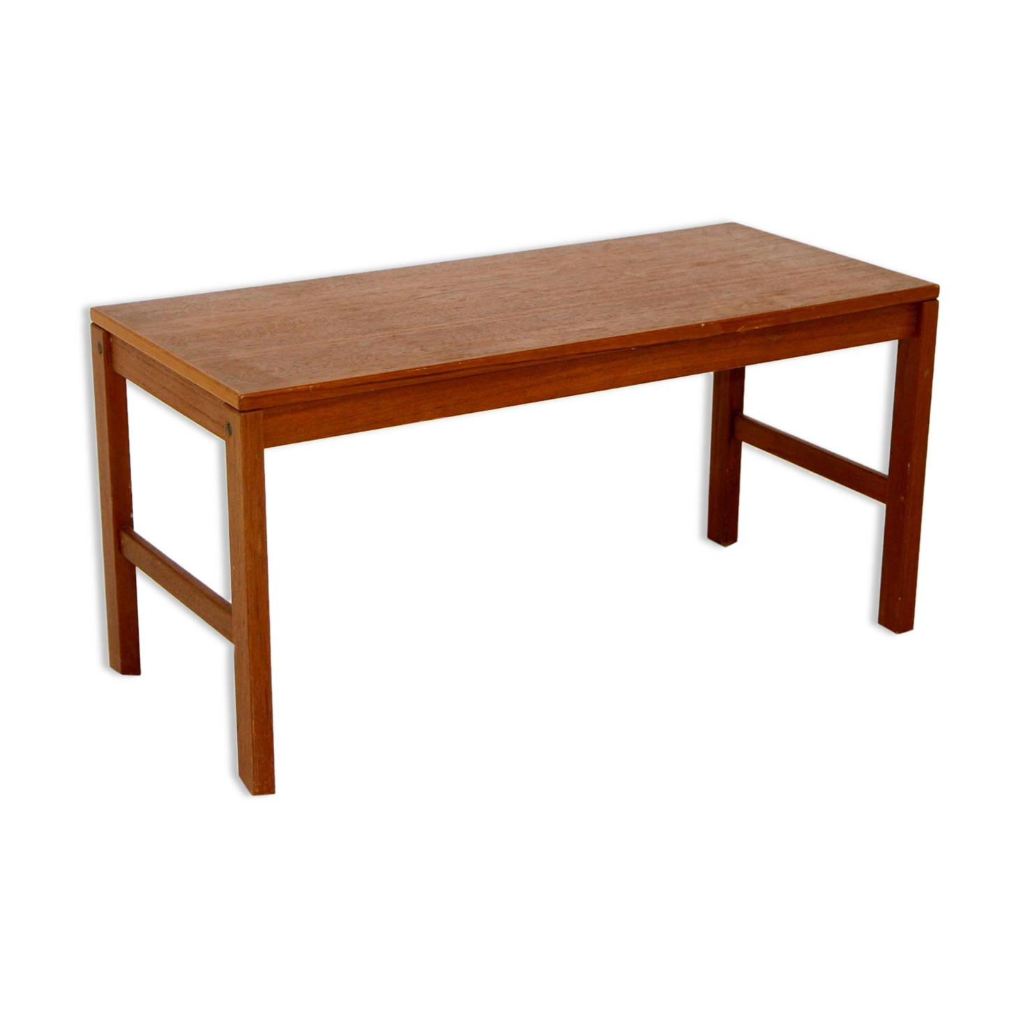 Minimalist teak bench, suede, 1960