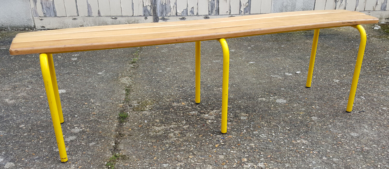 Bench schoolboy, wood and metal, industrial