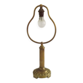 Traditional Style Vintage French Brass Table Lamp Round Footed Base