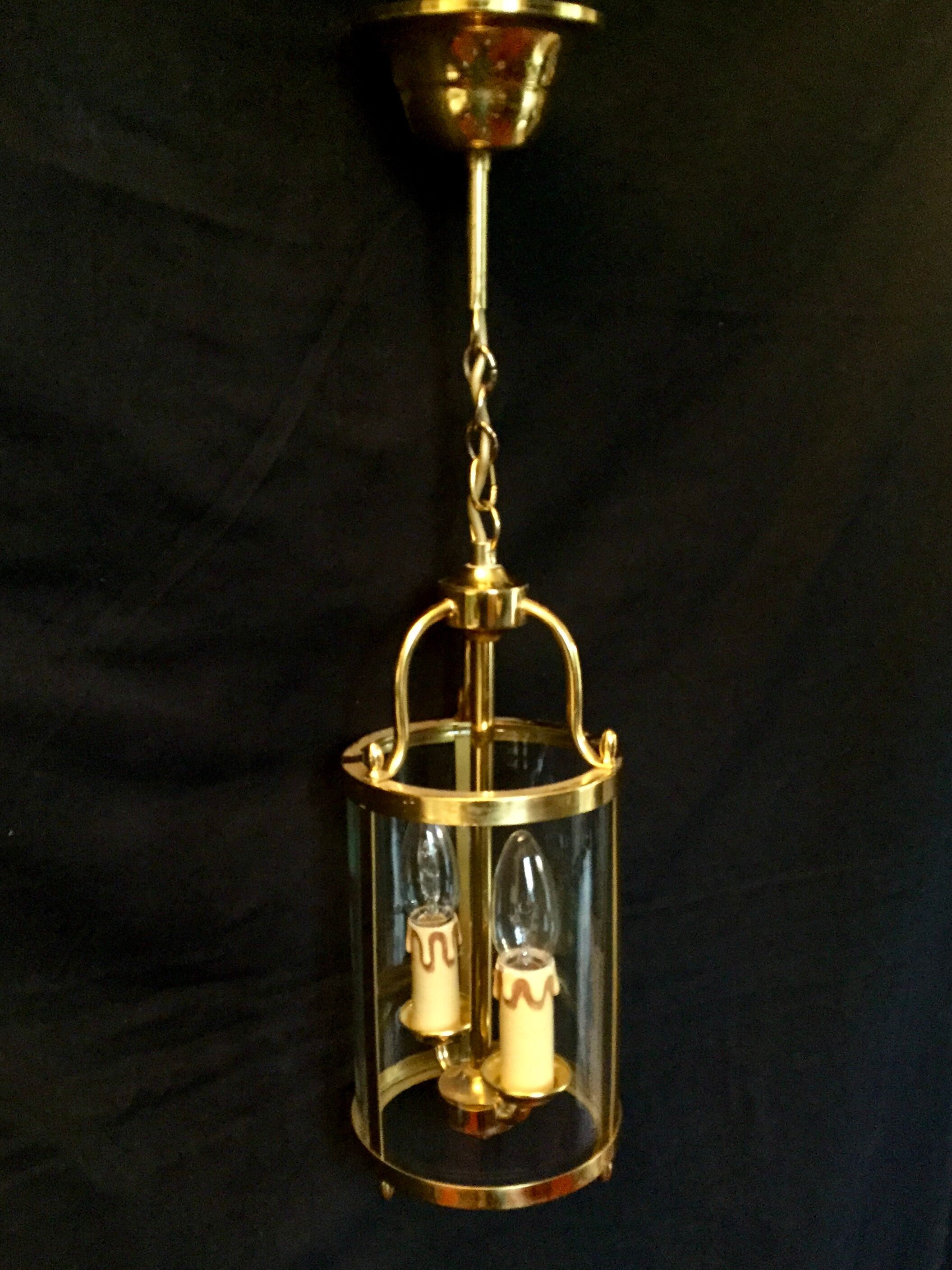 Lantern 2 lights bronze and brass