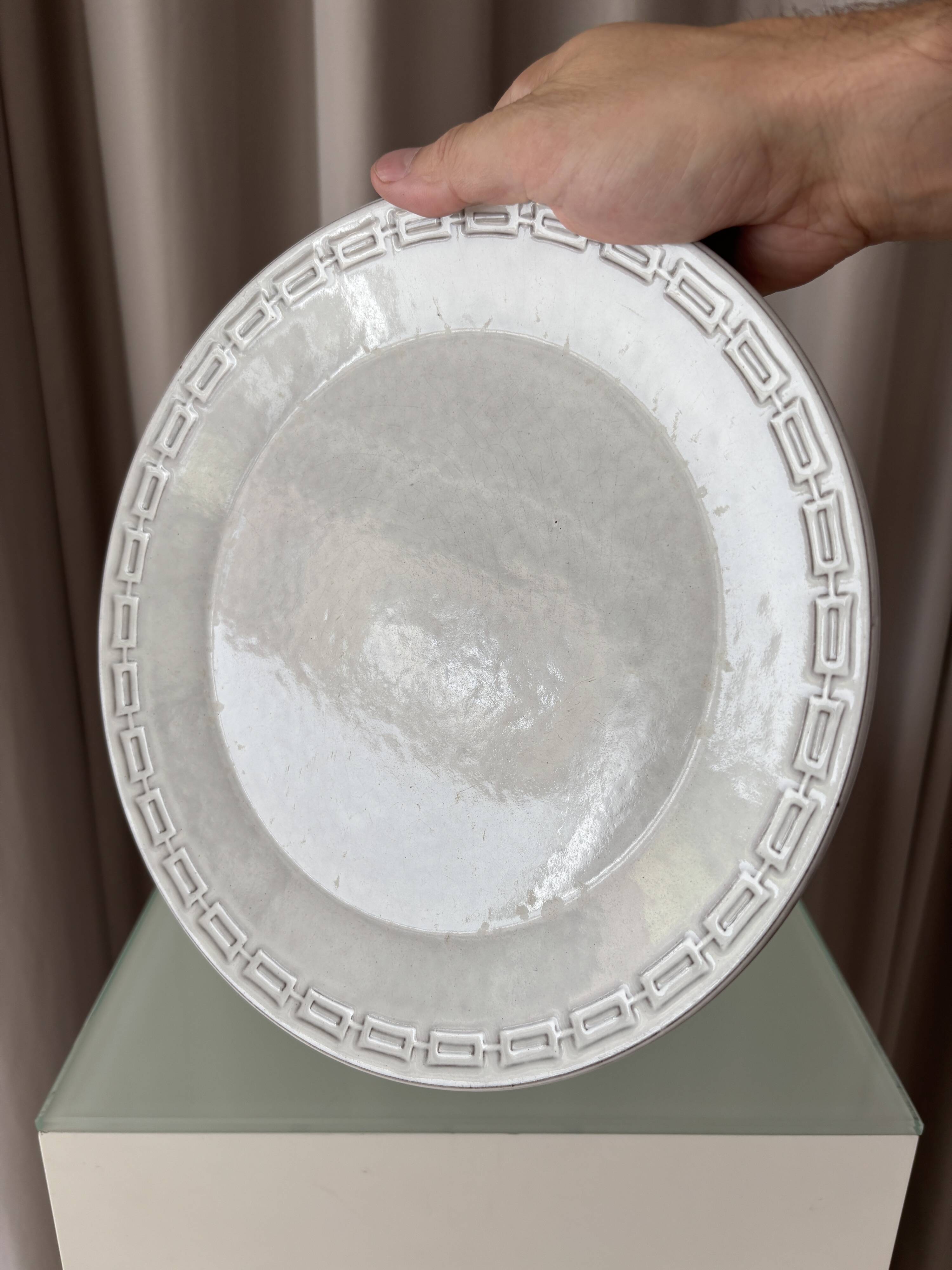 Vintage Ceramano Germany Grey Stoneware Dinner Plate | Mid-Century