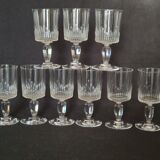 9 old crystal glasses cut Baccarat / Val St Lambert model Jeux d'Orgues