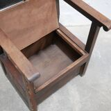Fauteuil coffre en bois, XIX ème