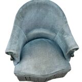Toad armchair with vintage velvet blue fringe