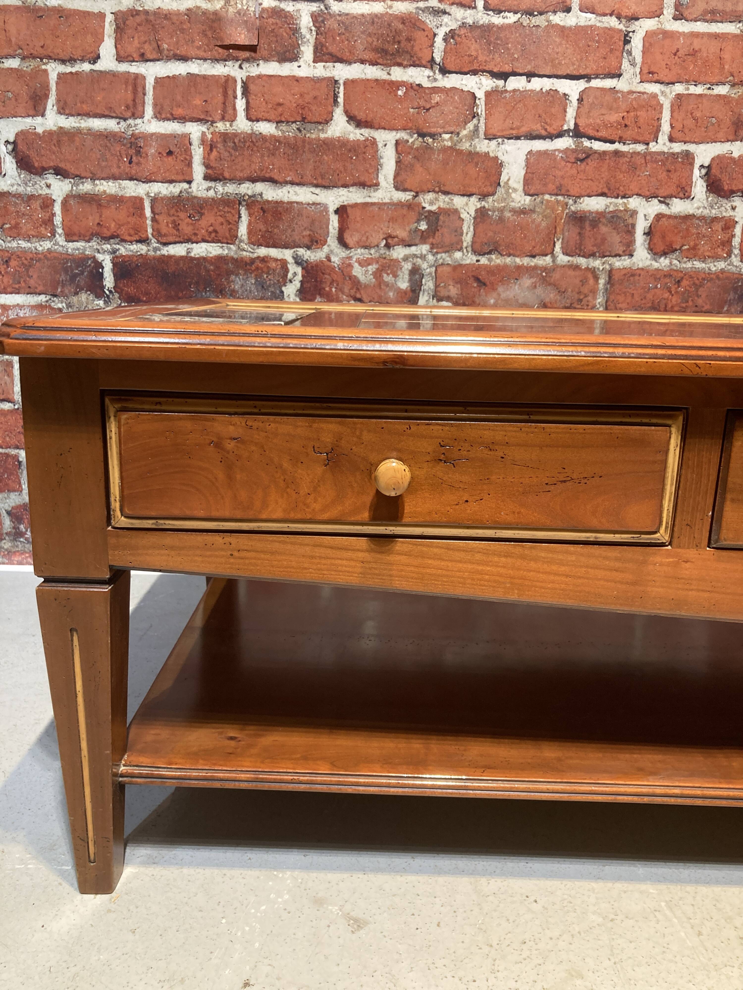 Wood and marble coffee table