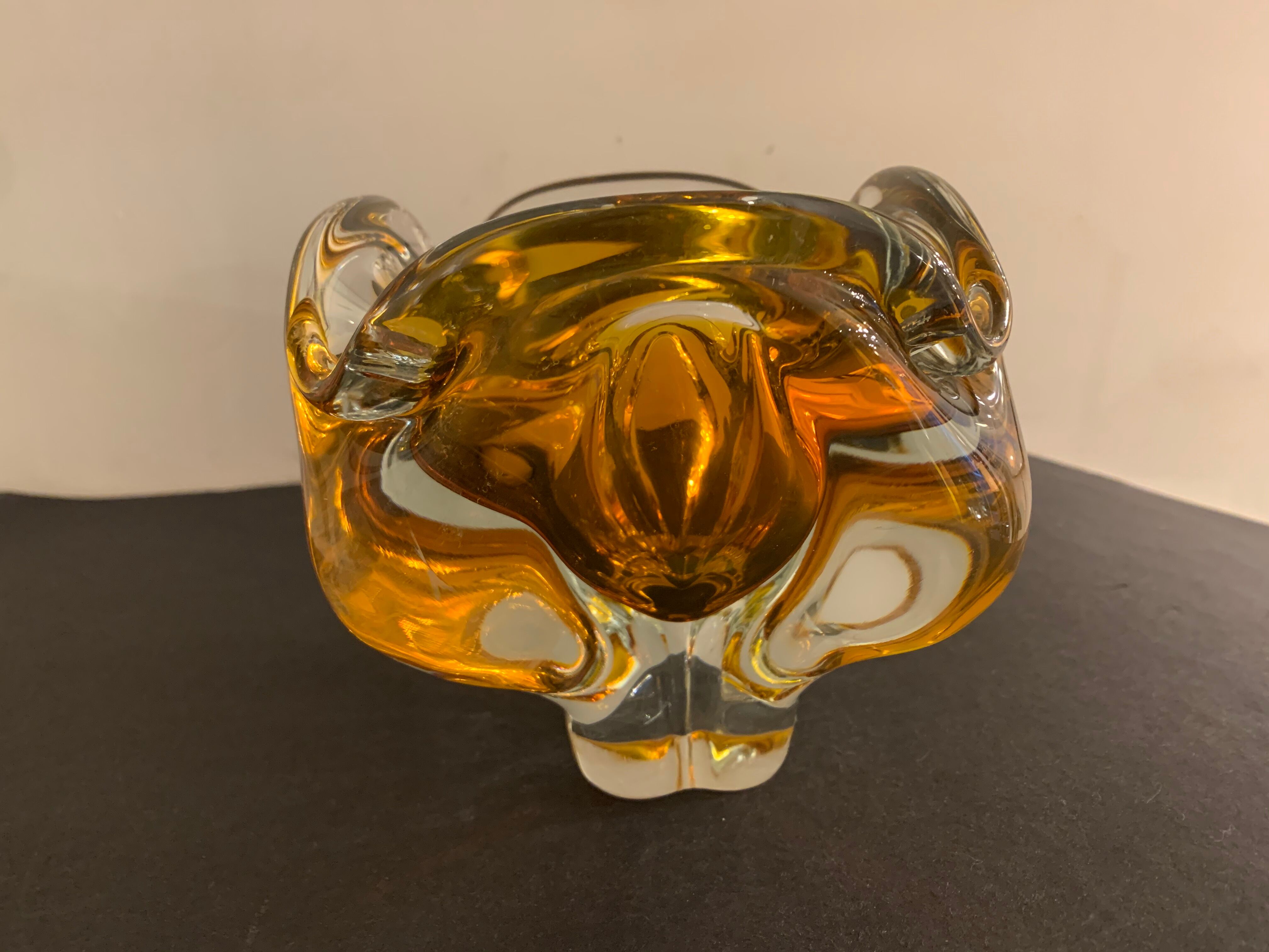 Murano orange-yellow glass ashtray 1960
