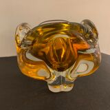 Murano orange-yellow glass ashtray 1960