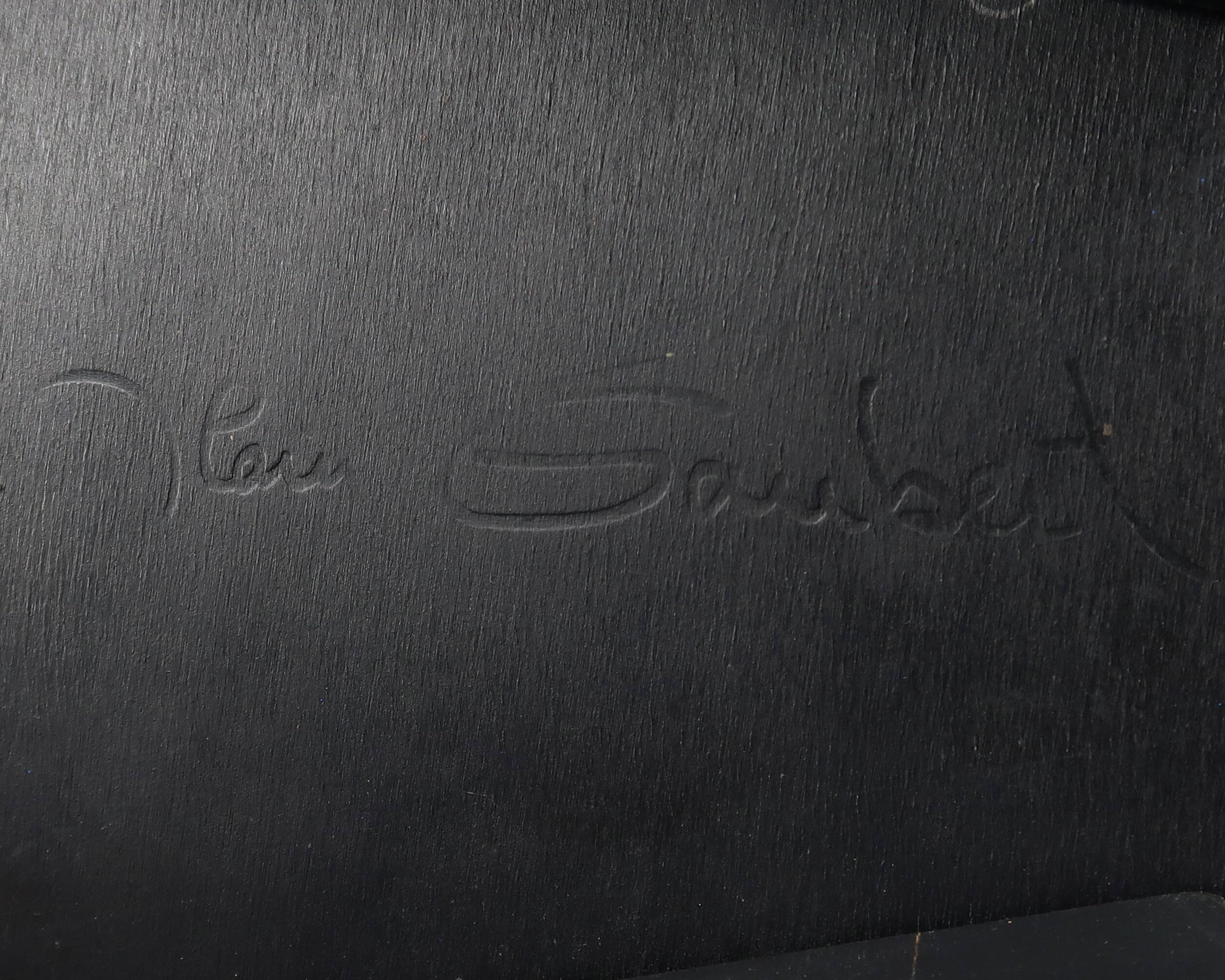 Black wooden Shoggi meditation stool by Alain Gaubert, 1980s vintage