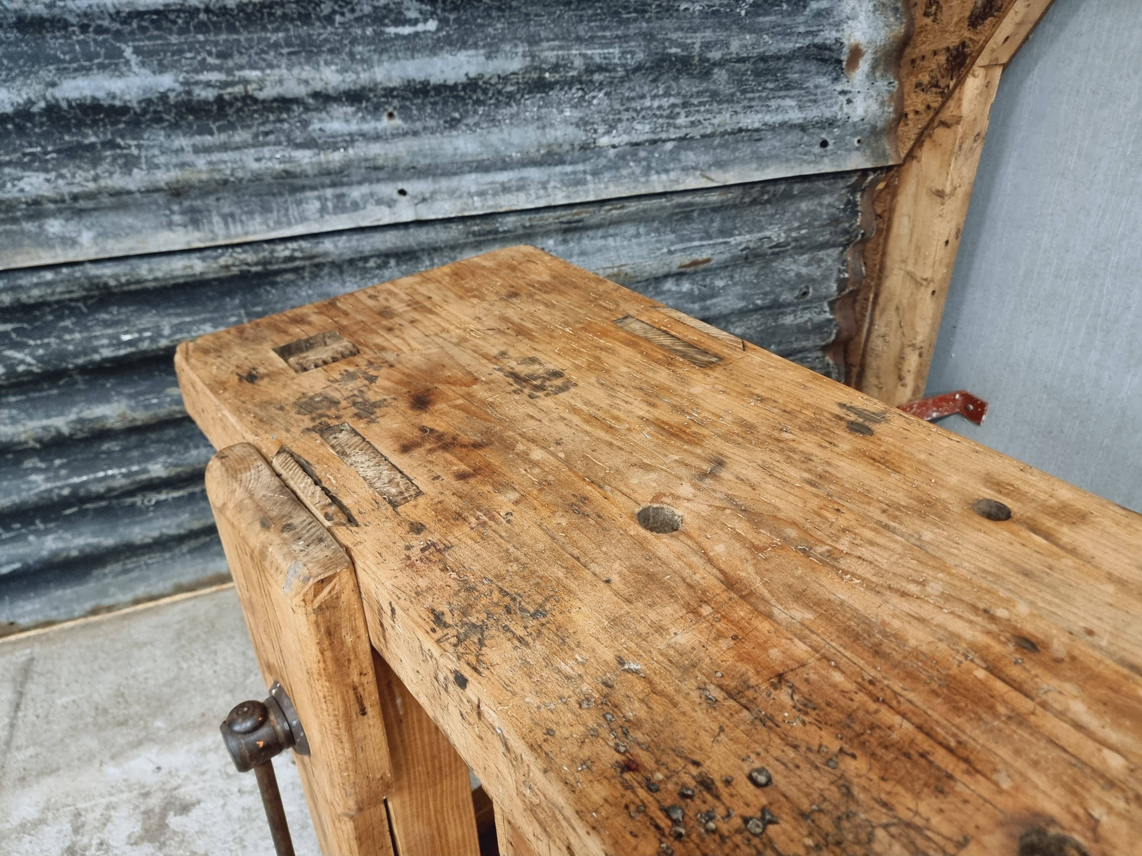 Old workbench side table bathroom furniture 48 x 193 cm