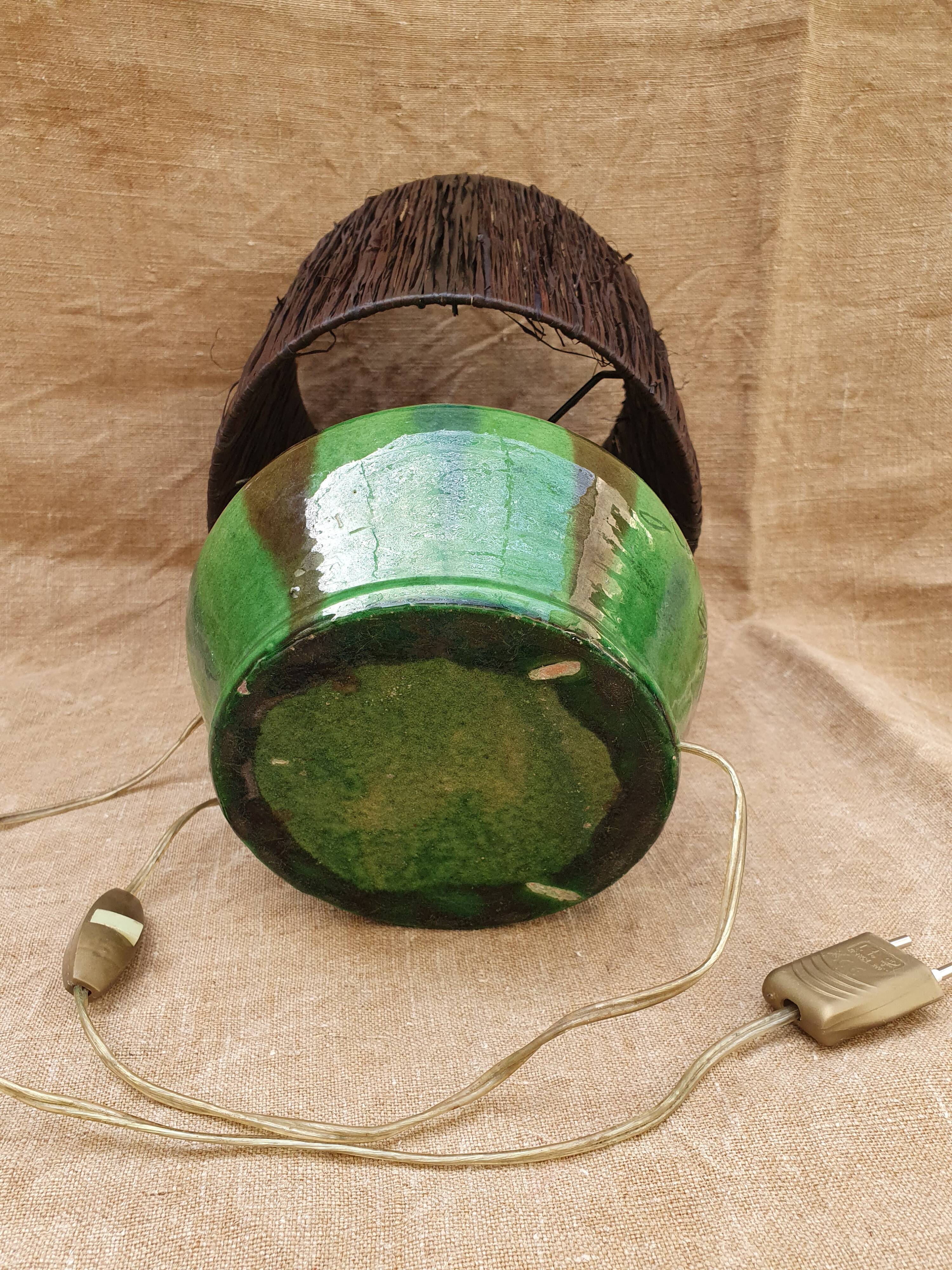 Glazed terracotta lamp