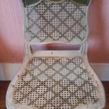 Suite de 4 chaises cannées Louis XV cuir vert