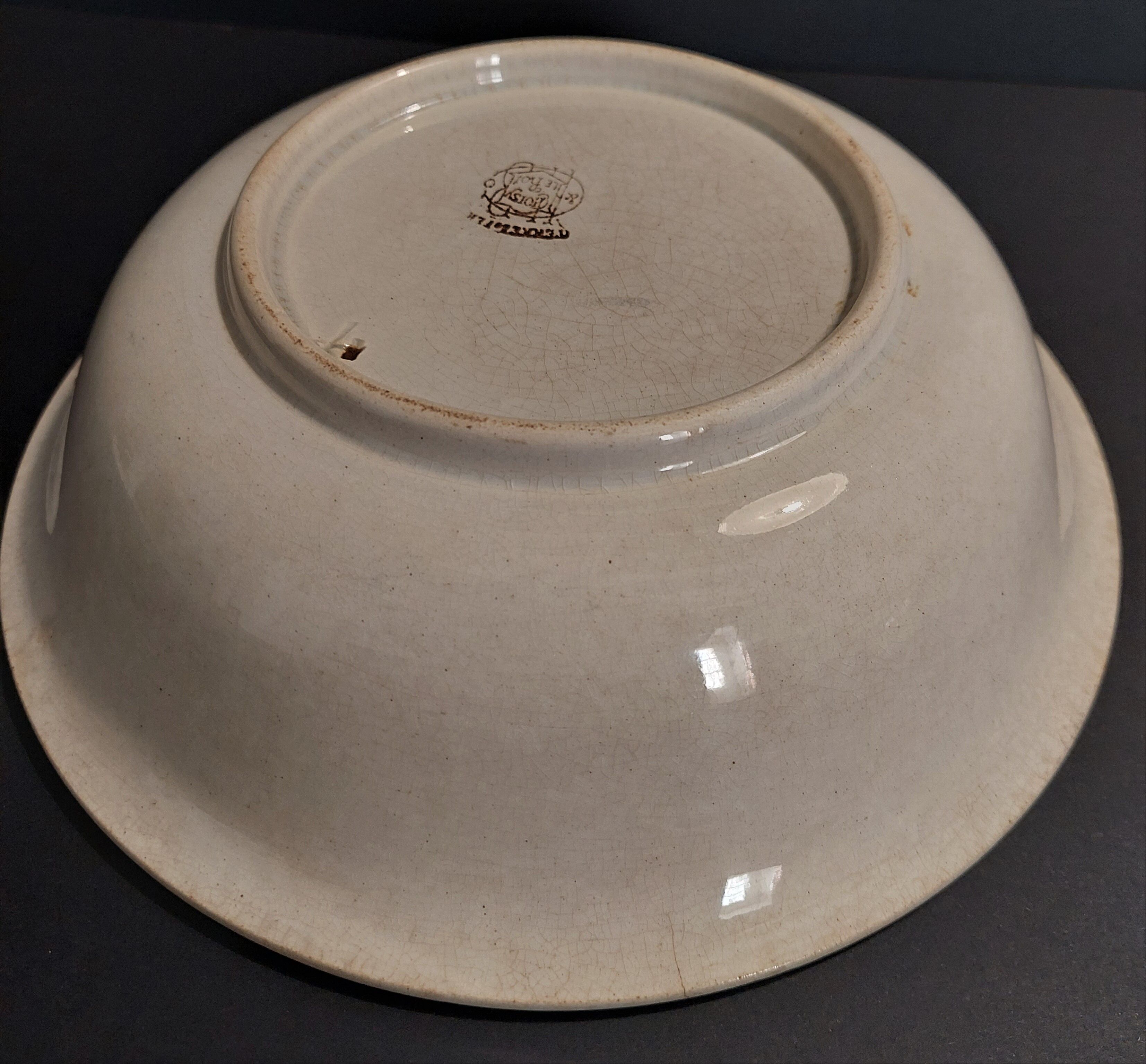 Hollow dish salad bowl earthenware HBC Hautin Boulenger & Co Choisy le Roi late nineteenth century