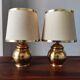 Pair of vintage Italian lamps from the 1970s in solid brass.