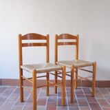 Pair of rustic straw chairs