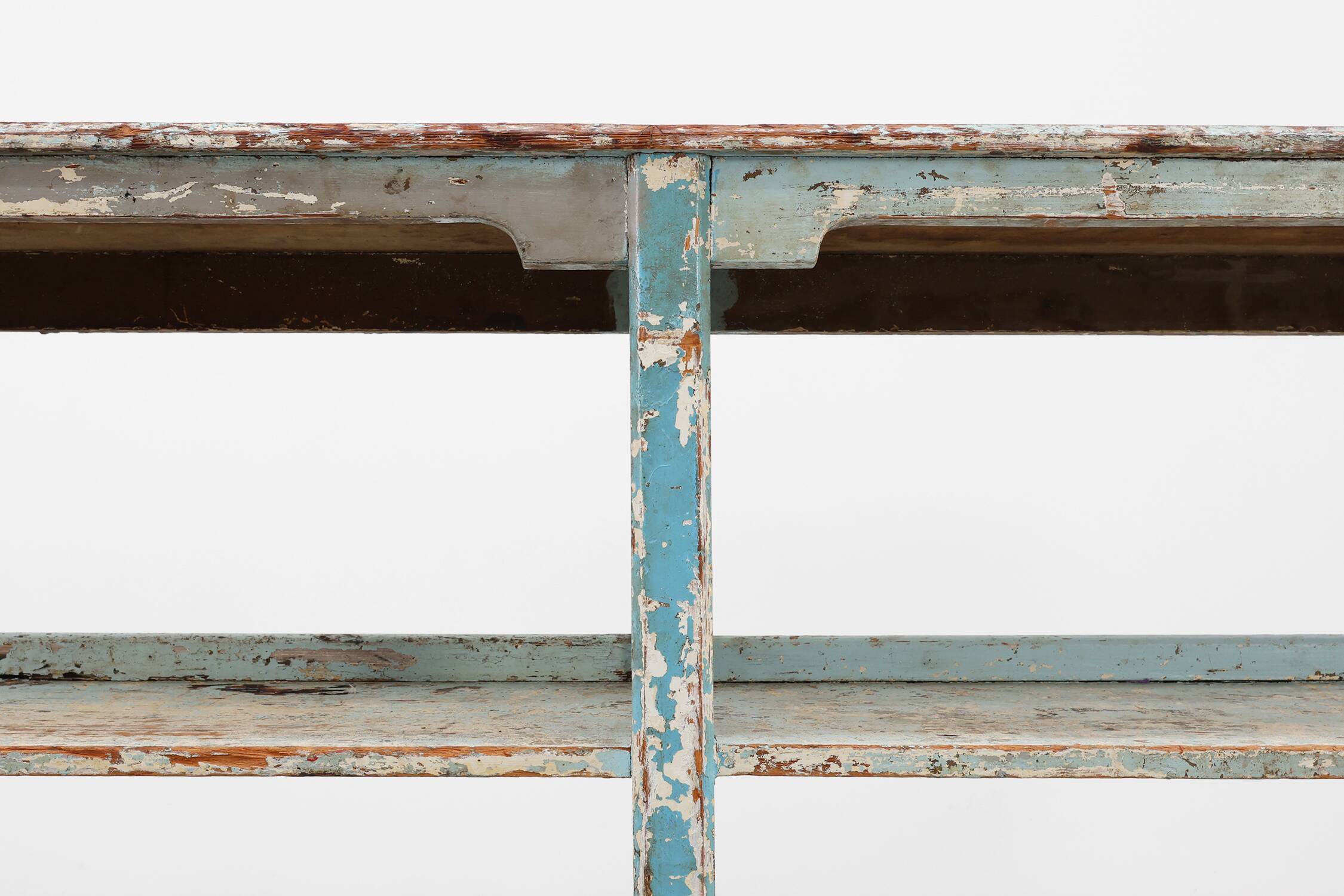 Industrial console with patina of old layers of paint, France ca. 1900
