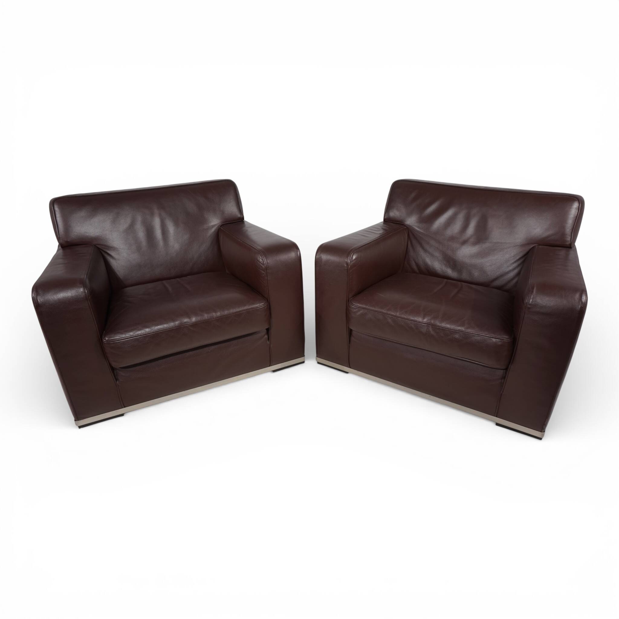 Set of 2 B&B Italia Maxalto Apta Imprimatur leather armchairs by Antonio Ci
