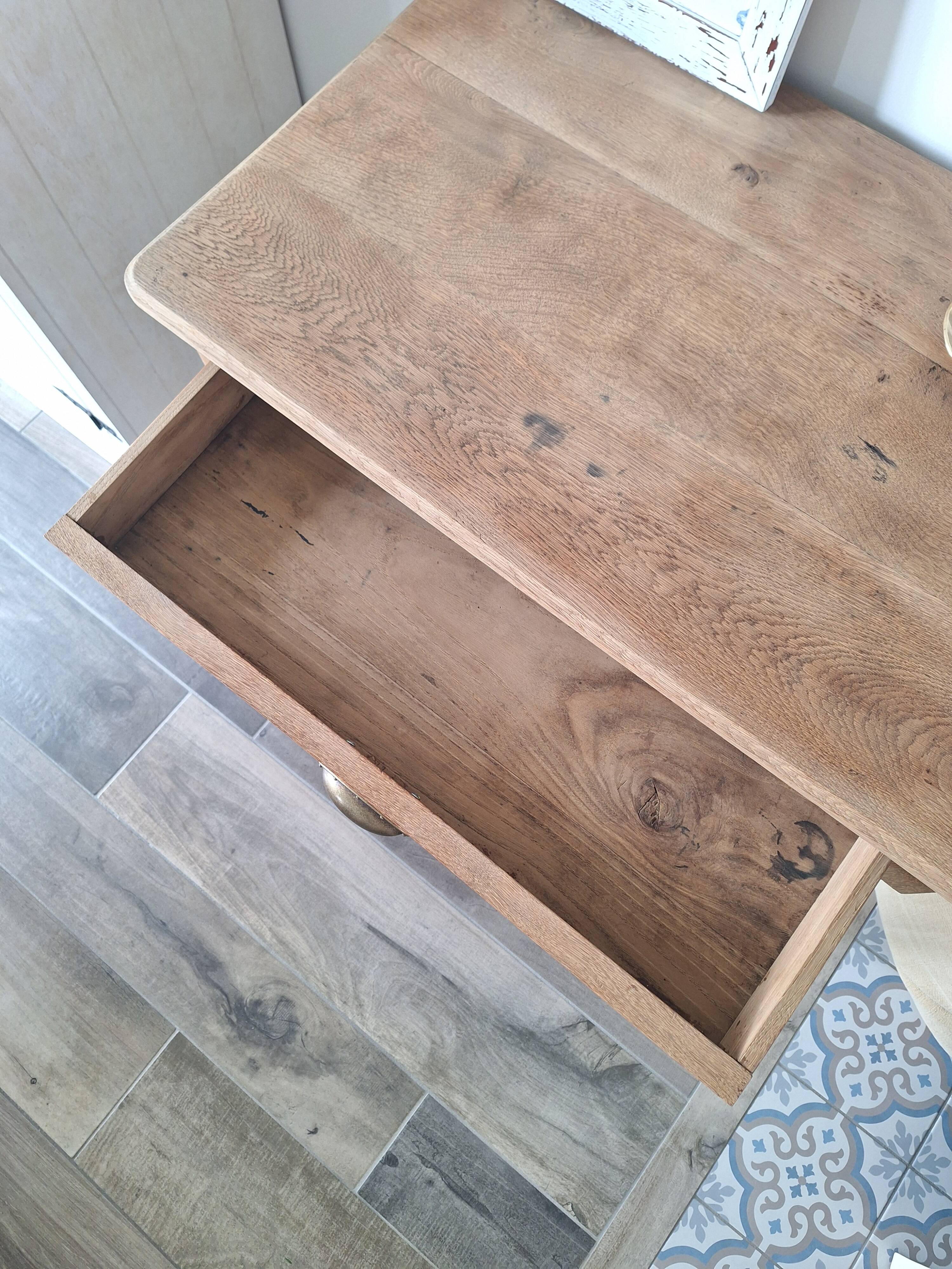 Farmhouse desk / console / side table in solid oak, country style.
