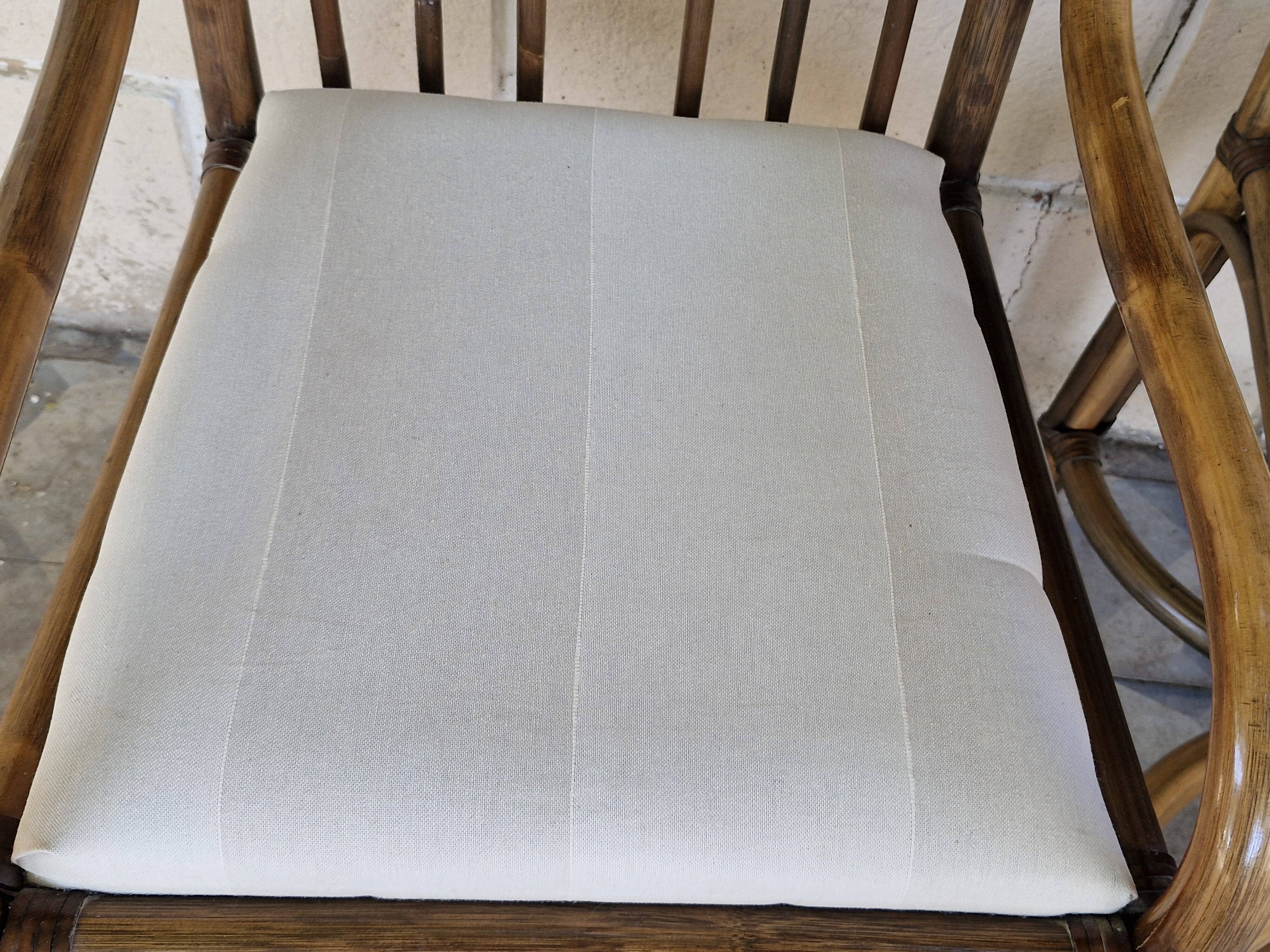 4 vintage 70s bamboo armchairs in the Maugrion Roche Bobois style