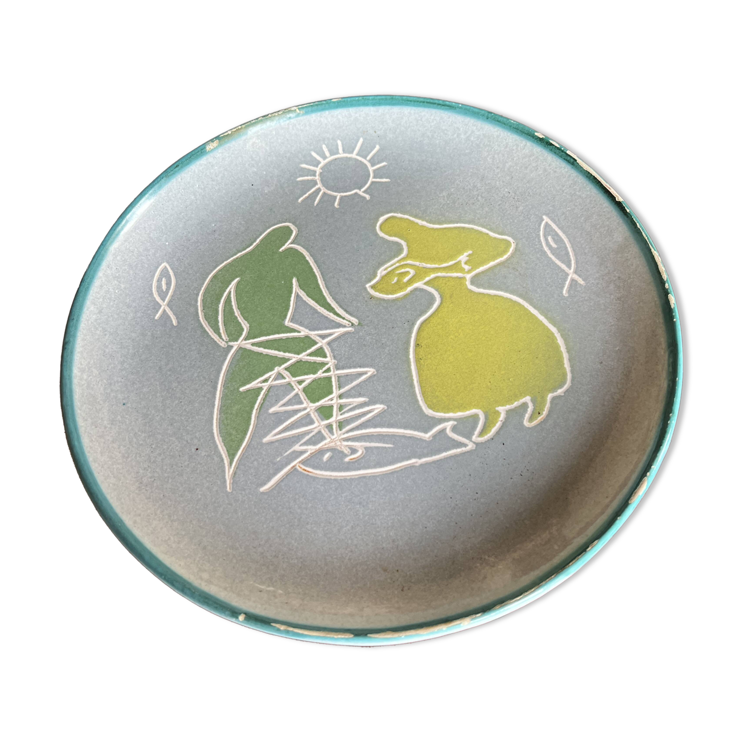 Vallauris decorative plate – hand-decorated – modern style