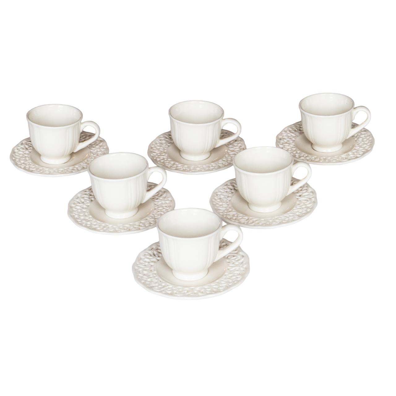 6 antique cups in openwork lace earthenware