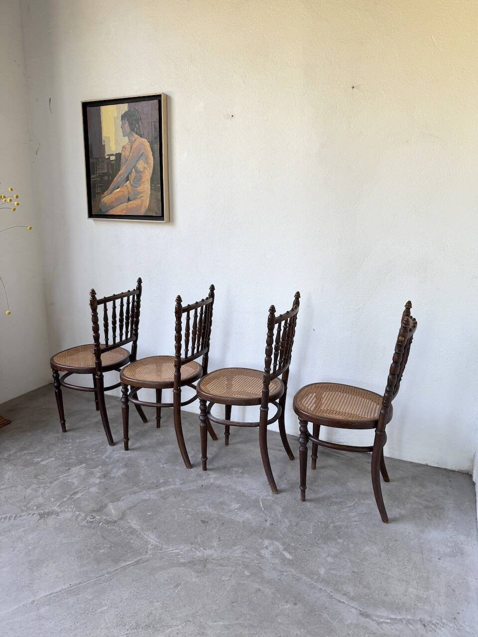 Set of 4 Fischel cane bistro chairs n019